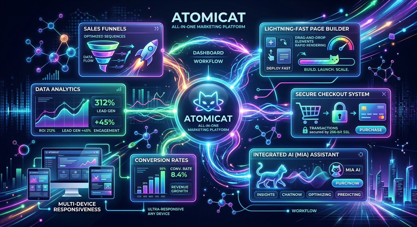 <h3>Atomicat: O Surto do Ecossistema "Tudo Em Um" que Você <strong style="color: #ff4d4d;">PRECISA</strong> Ter!</h3>