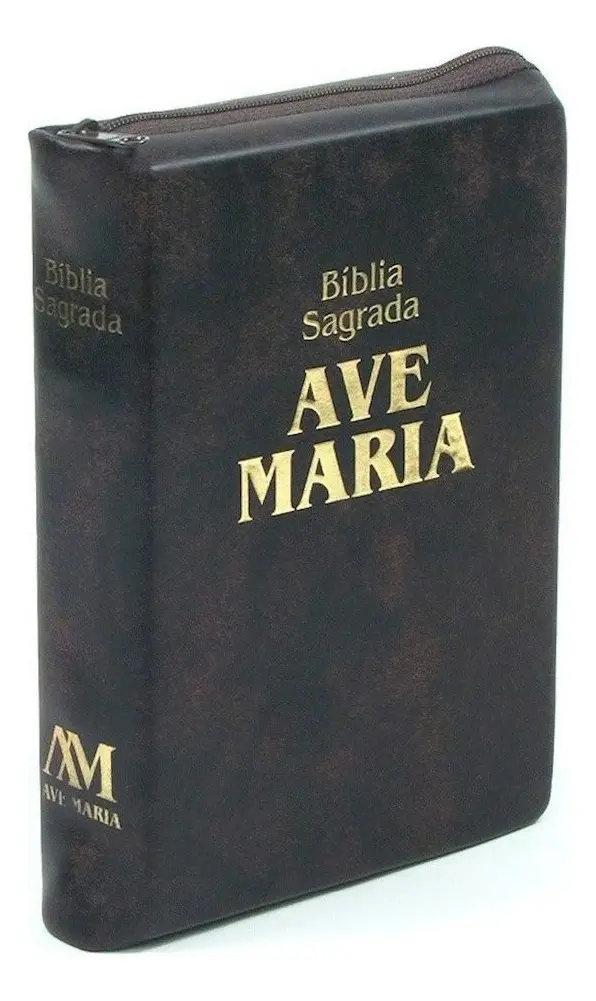 Bíblia Ave Maria Média com Zíper Marrom – Completa e Durável