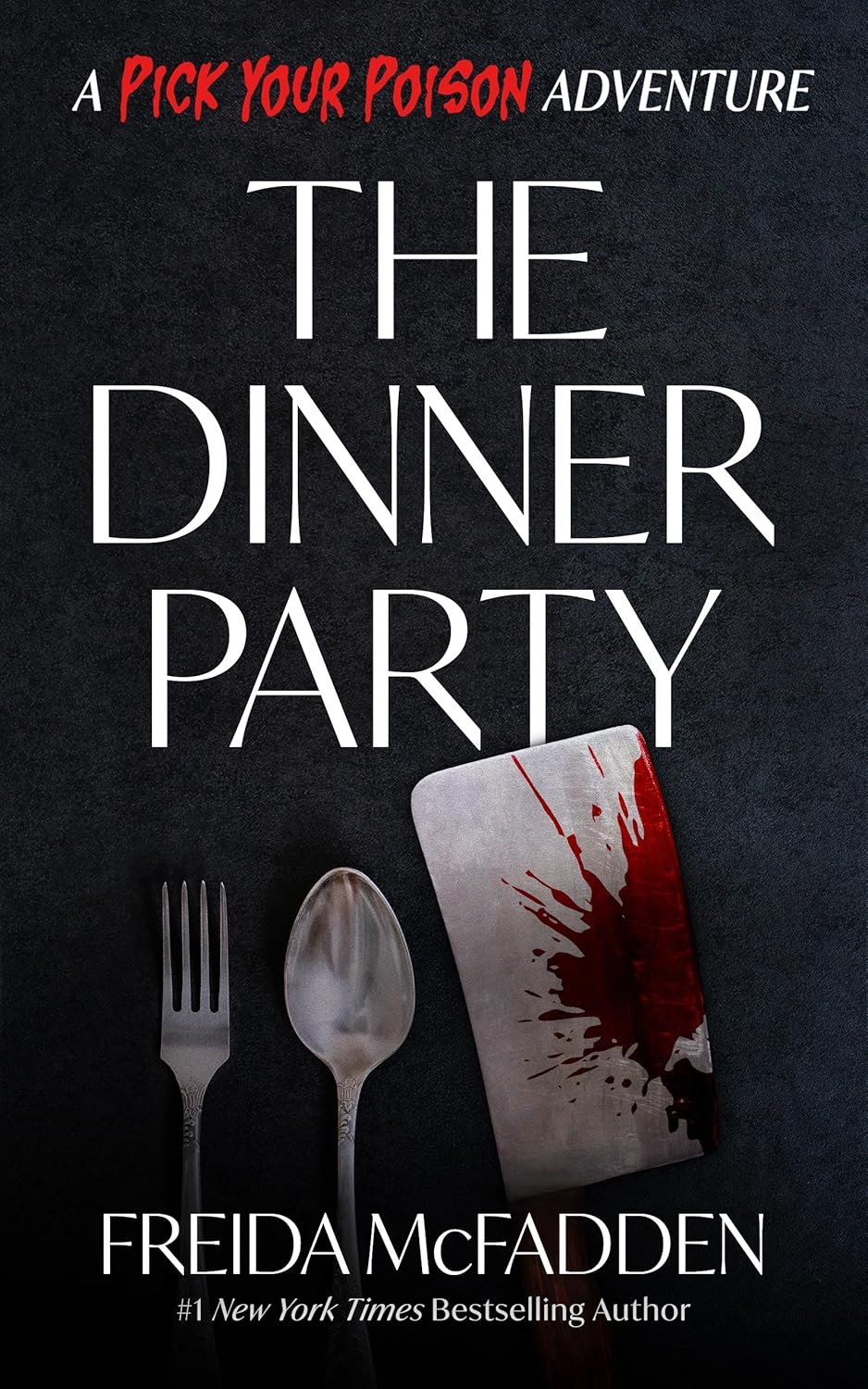 Illustration of a spooky dinner party at an isolated mansion with a lone waitress and a hitchhiker on a highway