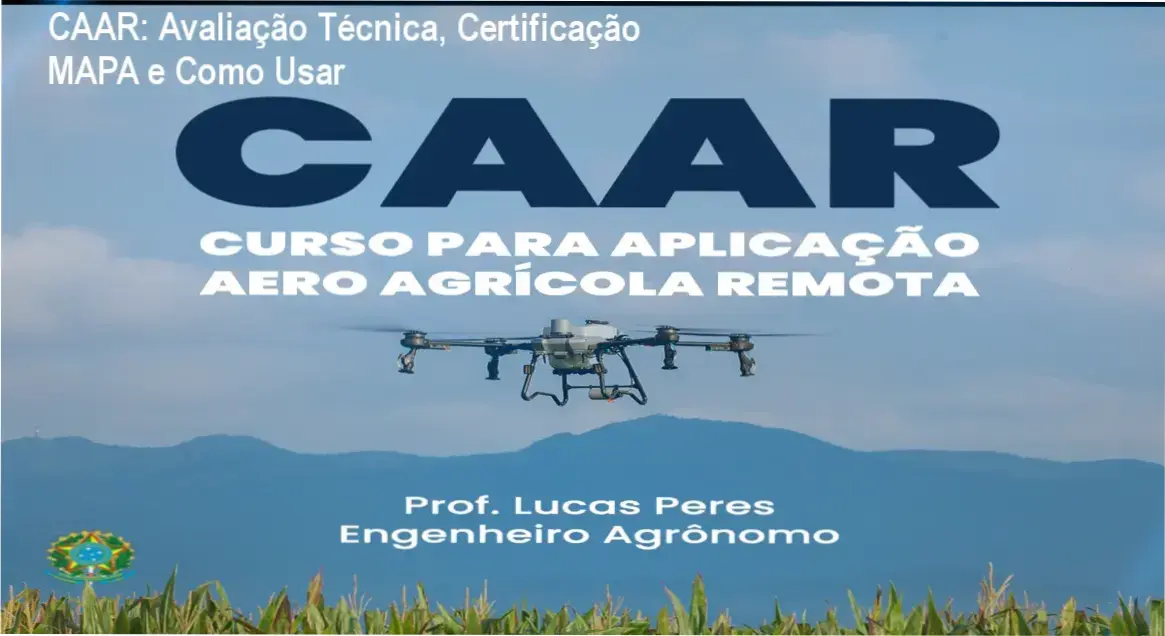 Tela do curso CAAR mostrando certificação oficial MAPA para operadores de drones agrícolas