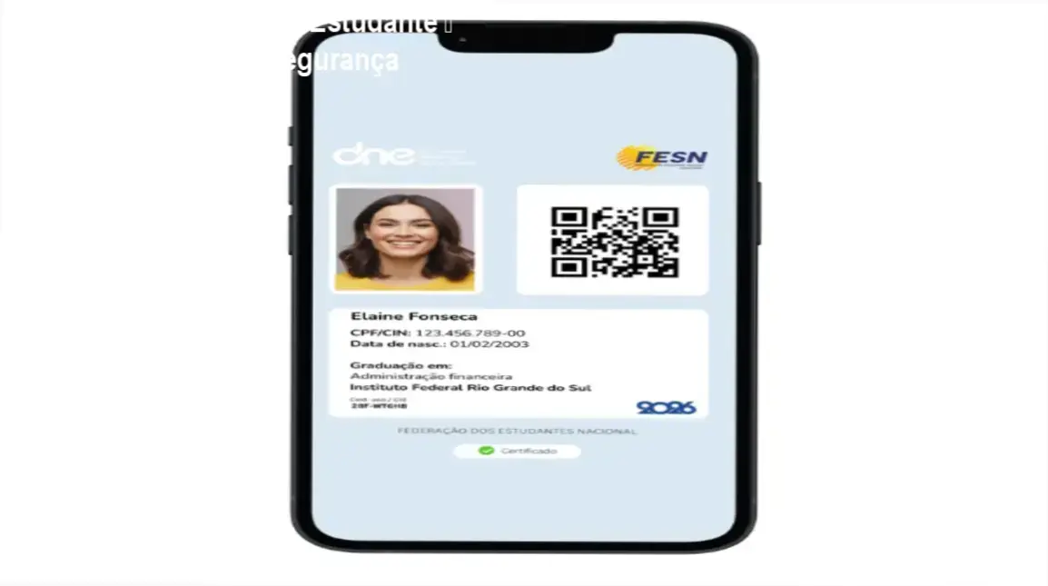 Carteirinha Digital de Estudante, documento oficial com QR Code garantindo desconto de meia‑entrada em eventos