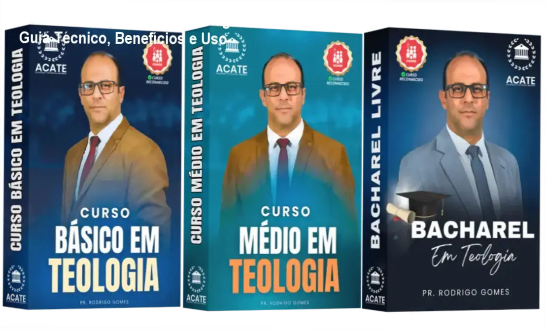 Imagem da certificação CGADB do Combo Teológico do Pastor Rodrigo Gomes, mostrando módulos online e selo de credibilidade