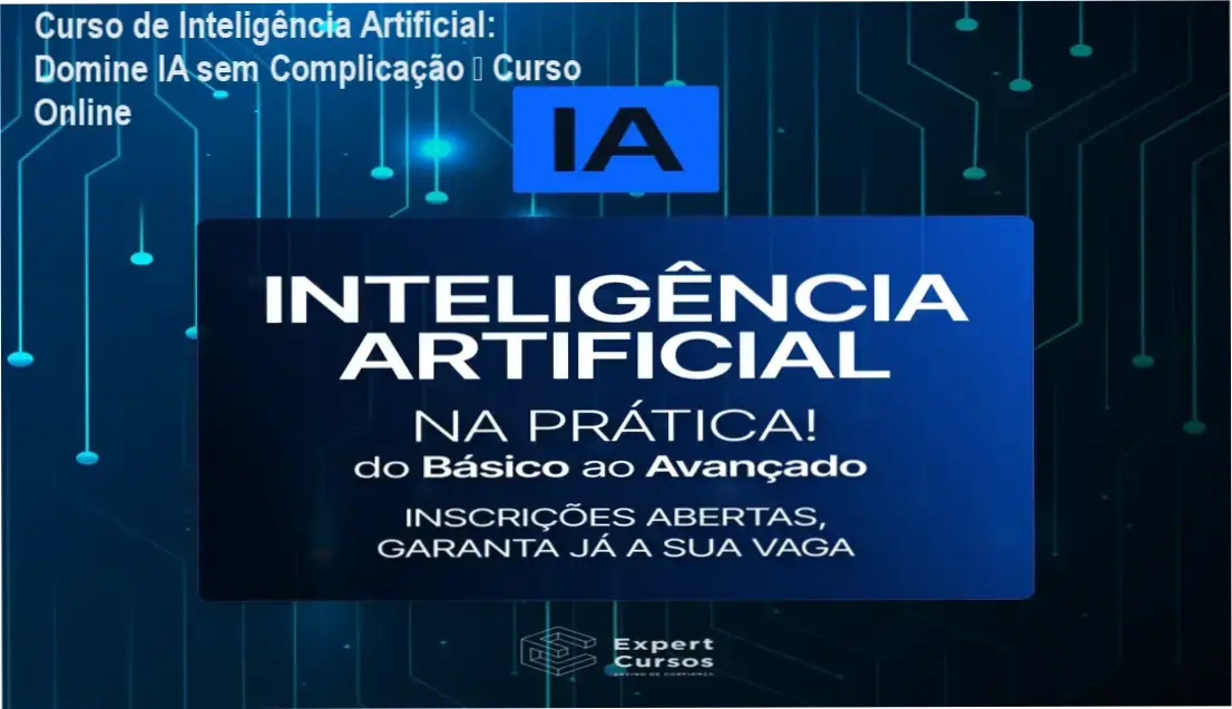 Imagem ilustrativa do Curso de Inteligência Artificial com destaque para certificado e módulos