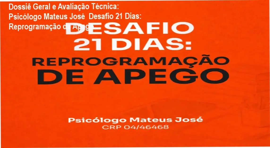 Dossiê Geral e Avaliação Técnica: Psicólogo Mateus José  Desafio 21 Dias: Reprogramação de Apego
