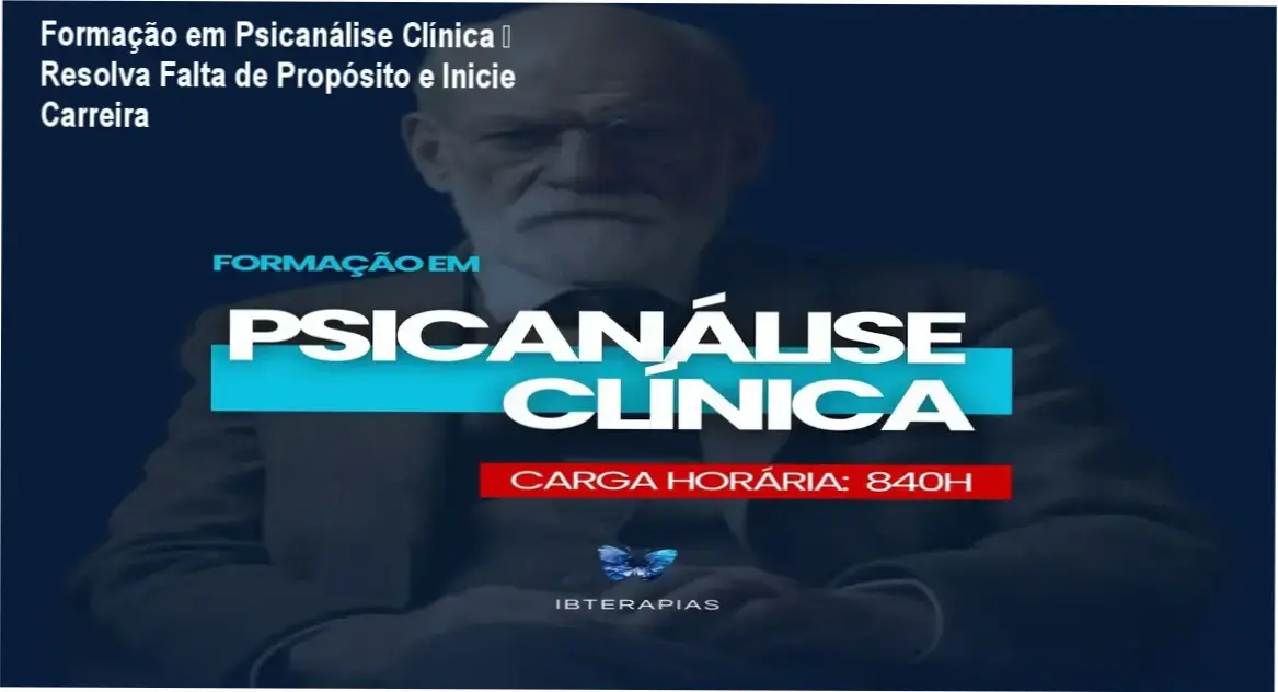 Imagem da certificação da Formação em Psicanálise Clínica da IB Terapias, destacando apoio profissional e conteúdo online