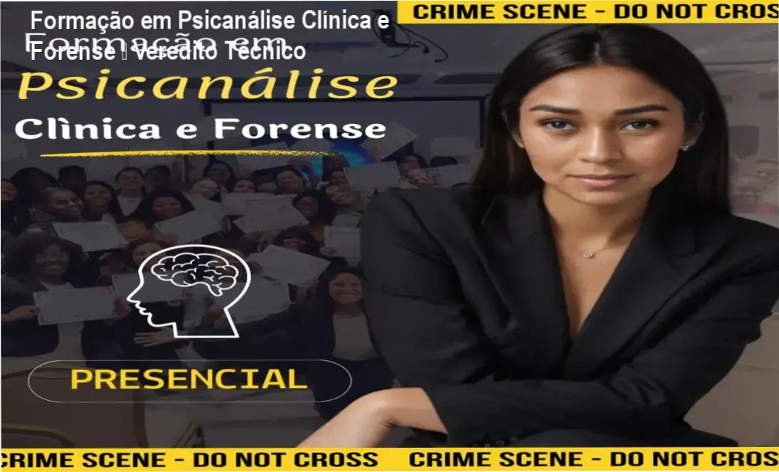 Banner da Formação em Psicanálise Clínica e Forense mostrando certificado reconhecido e módulo forense