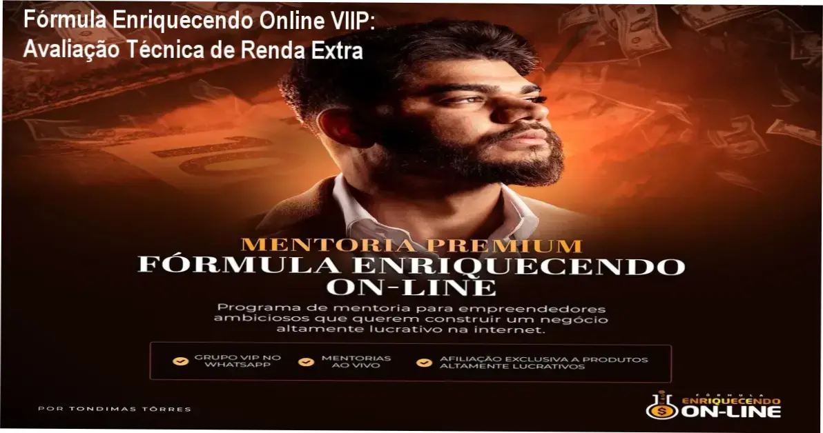 Tela do curso Fórmula Enriquecendo Online VIIP mostrando módulos de vendas online