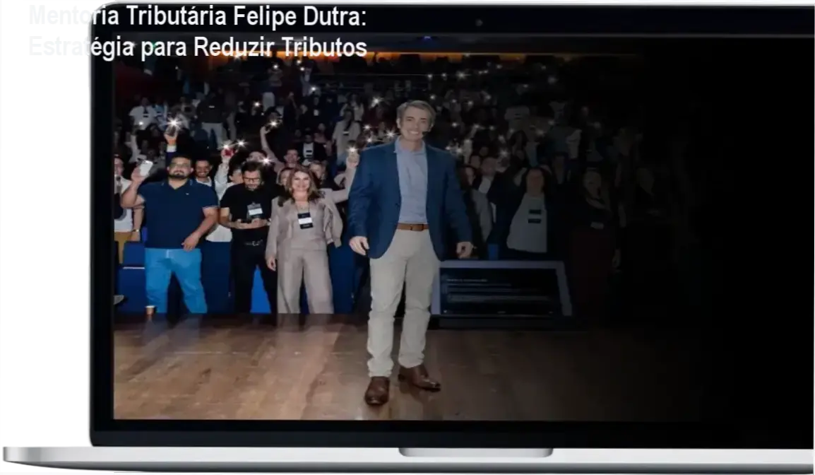 Felipe Dutra apresentando a Mentoria Estratégia Tributária, foco em redução de tributos e reestruturação societária