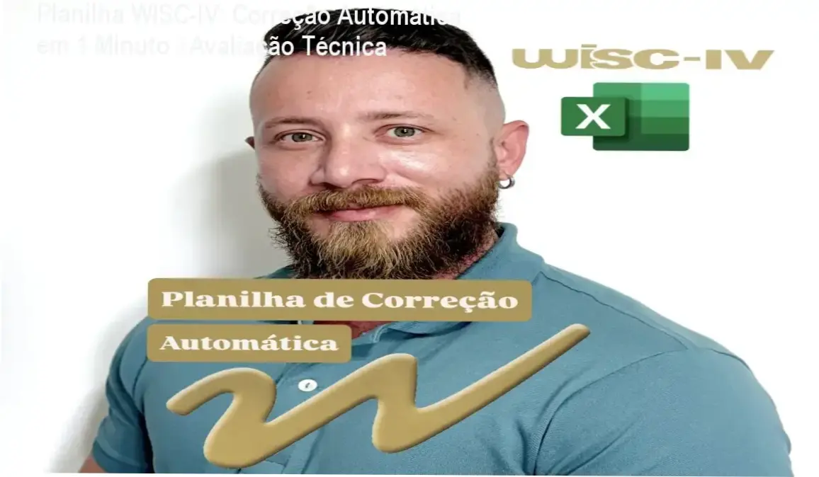 Planilha Excel de correção automática do teste WISC‑IV mostrando abas por idade