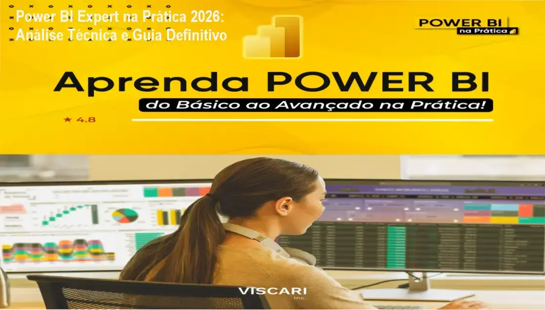 Tela do Power BI mostrando um dashboard interativo criado no curso Power BI Expert na Prática 2026