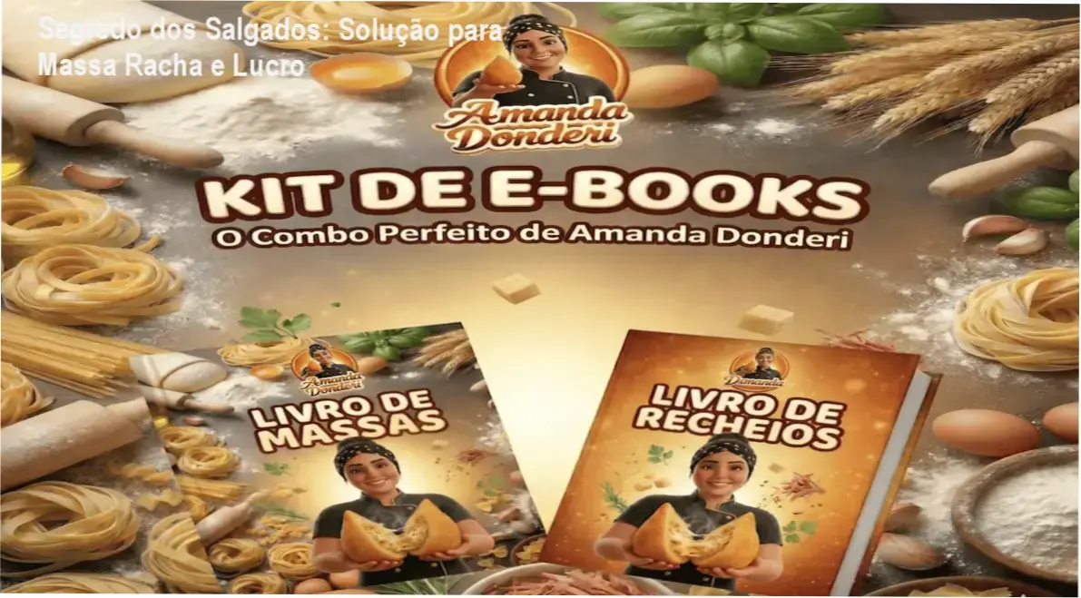 Capa do curso Segredo dos Salgados mostrando receitas em escala e dicas de lucro