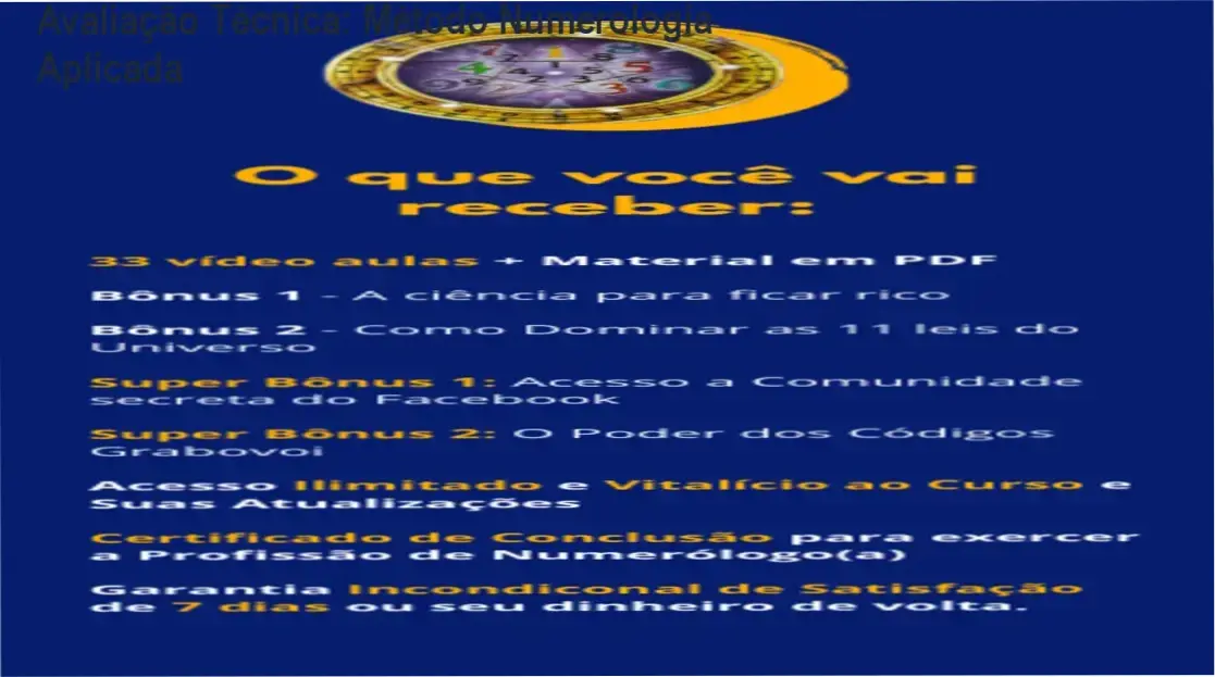 Guia explicativo sobre o produto digital Método Numerologia Aplicada