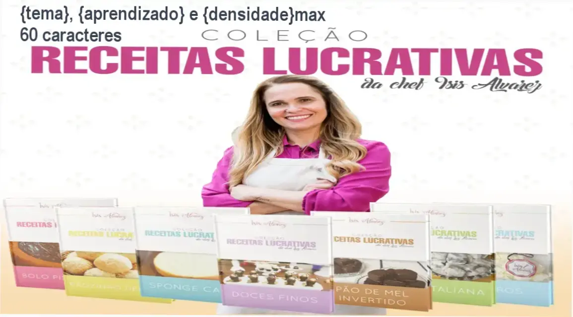 Guia explicativo sobre o produto digital Coleção Receitas Lucrativas da Chef Ísis Alvarez