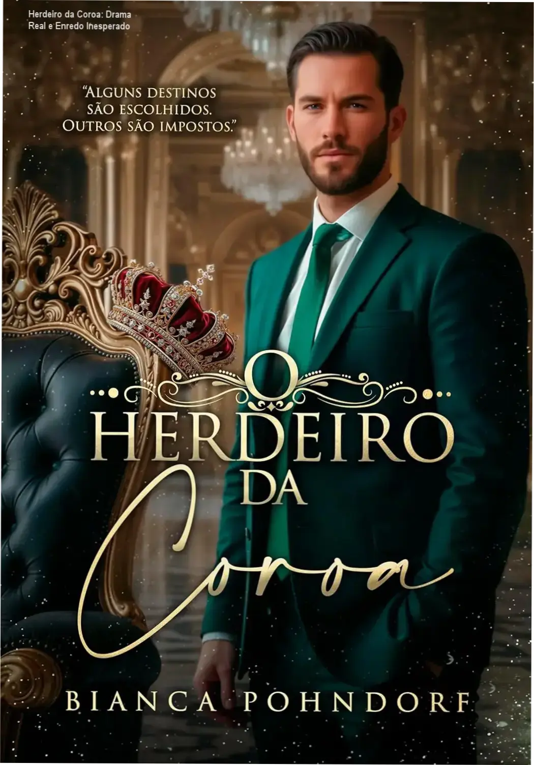 Capa do livro 'O Herdeiro da Coroa' com destaque para o romance entre protagonista herdeiro e fazendeira