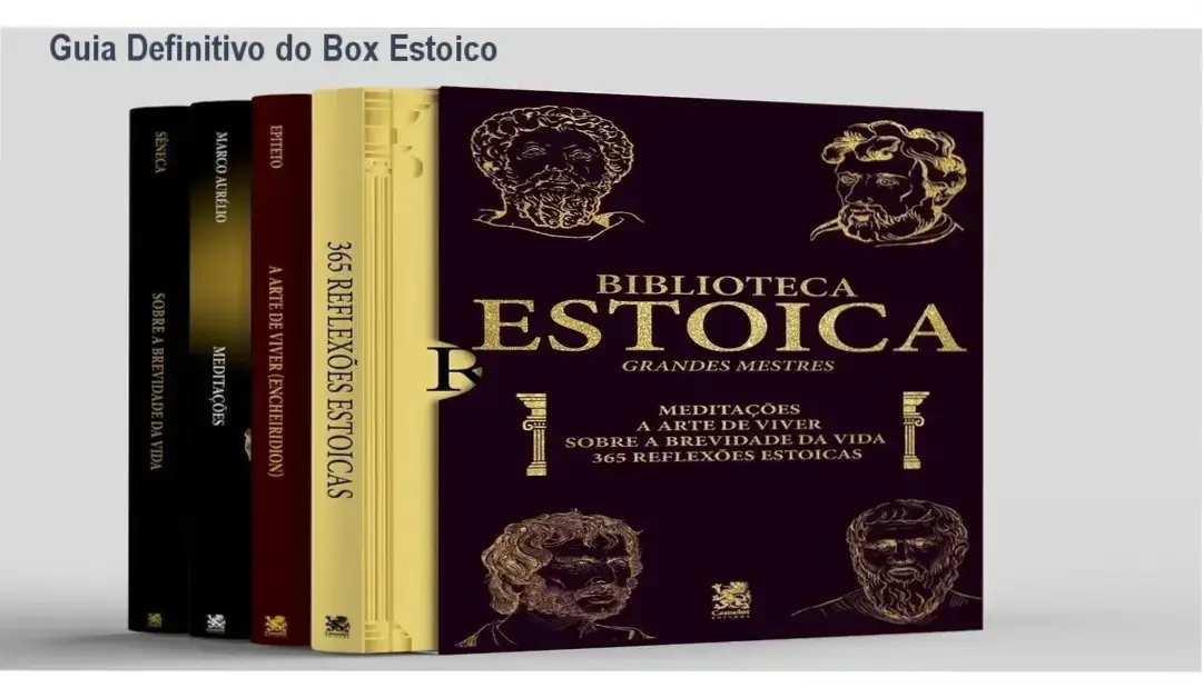 Biblioteca Estoica Grandes Mestres Vol. 01 - análise interna do box com 4 livros de Marco Aurélio, Séneca e Epicteto