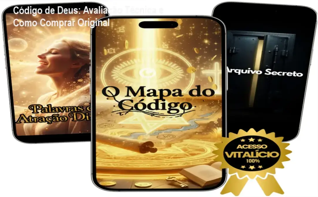 Capa do curso Código de Deus mostrando a promessa de reprogramar a mente para prosperidade