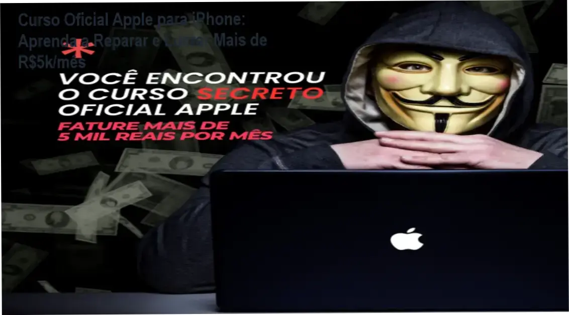 Capa do Ebook 'Curso Oficial Apple para iPhone' com Eduardo Baroni e ferramentas de reparo