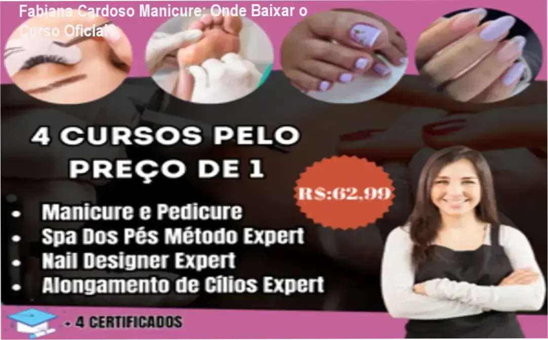 Captura de tela mostrando a página oficial de download do Curso Fabiana Cardoso Manicure
