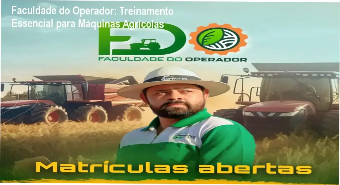 Instrutor Allyson Viana demonstrando operação de trator agrícola com GPS