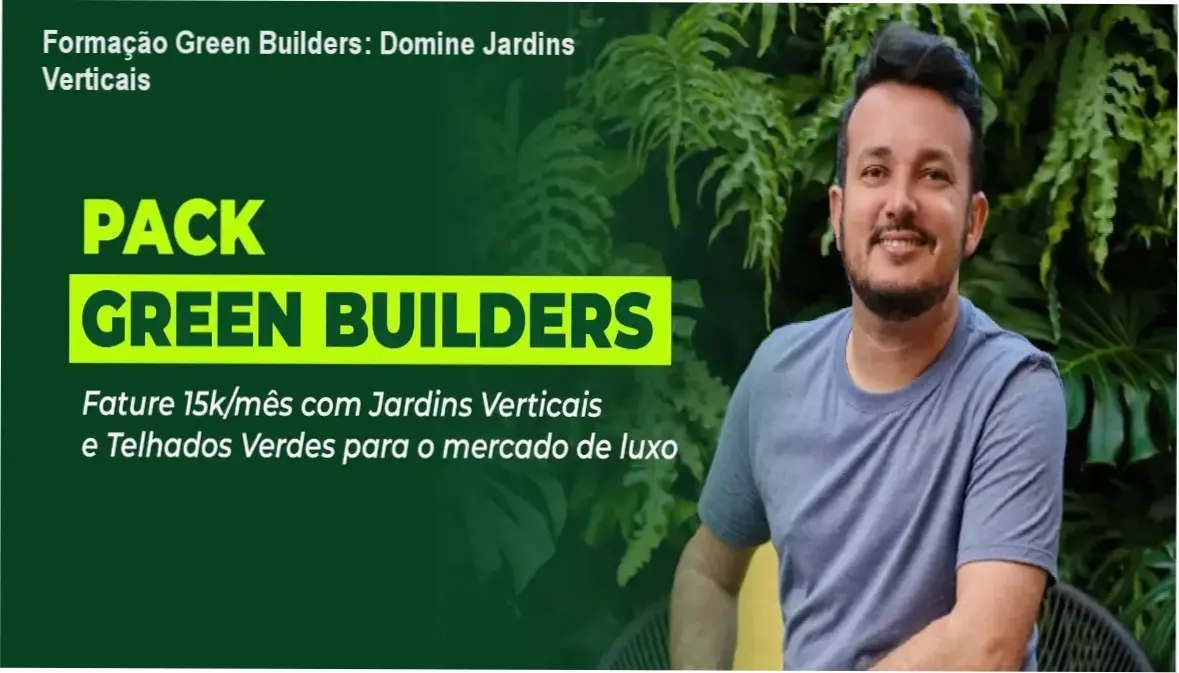 Captura de tela da Formação Green Builders mostrando módulo de instalação de jardins verticais