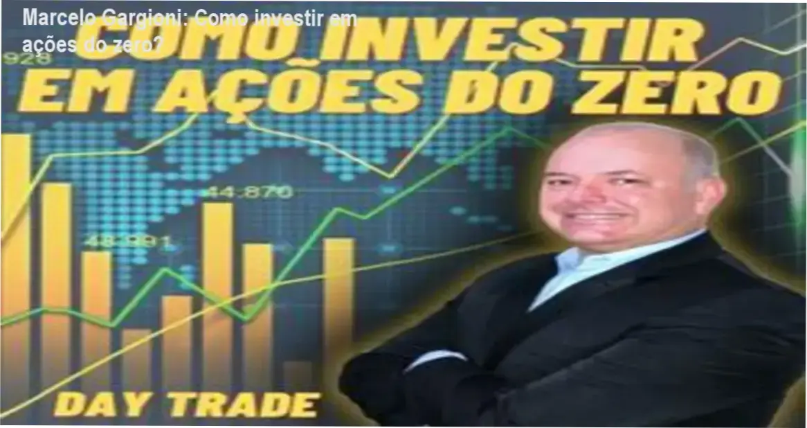 Marcelo Gargioni apresentando o curso de investimentos em ações e day trade, explicando gráficos e estratégias