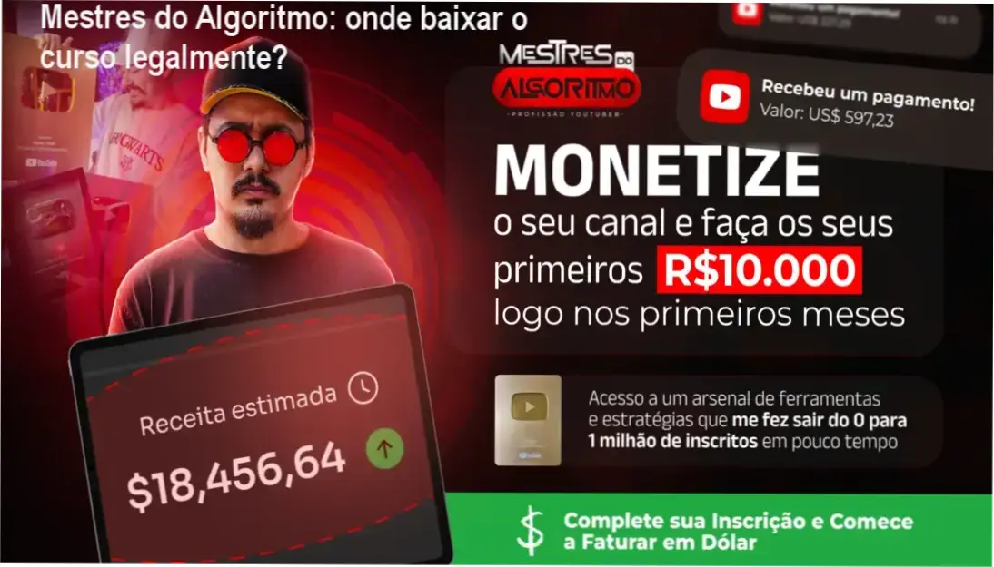 Tela de download oficial do curso Mestres do Algoritmo na Hotmart