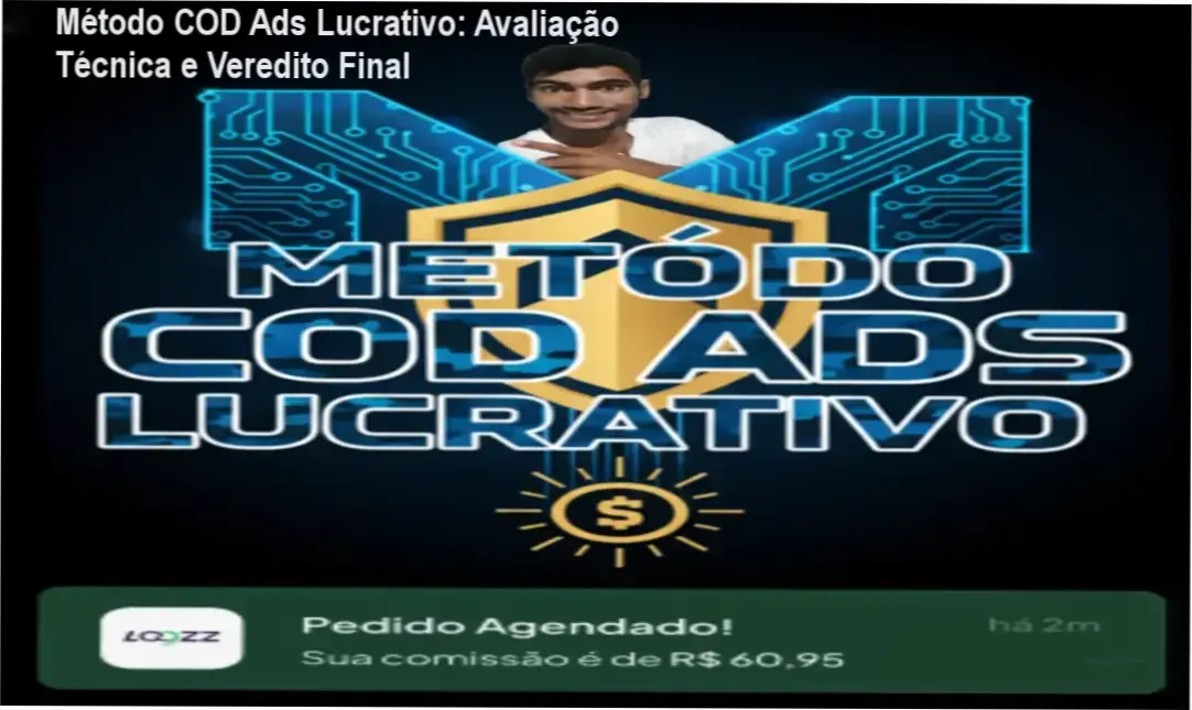 Capa do ebook Método COD Ads Lucrativo mostrando estratégia de anúncios e vendas COD