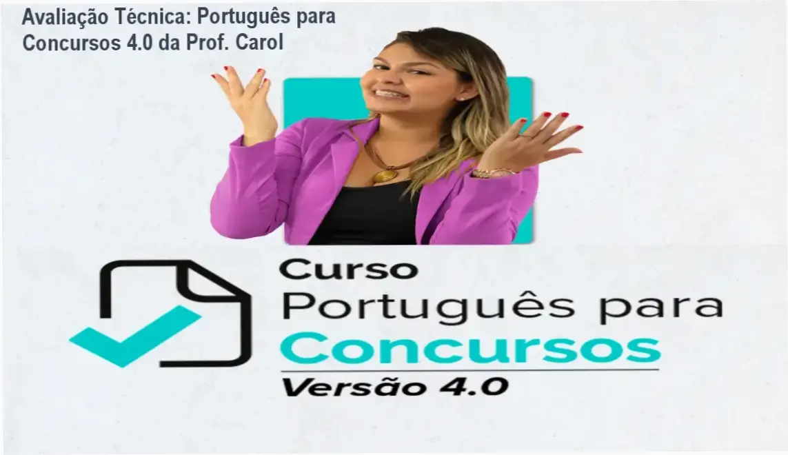 Aula ao vivo da Prof. Carol Mendonça explicando interpretação de texto no curso Português para Concursos 4.0
