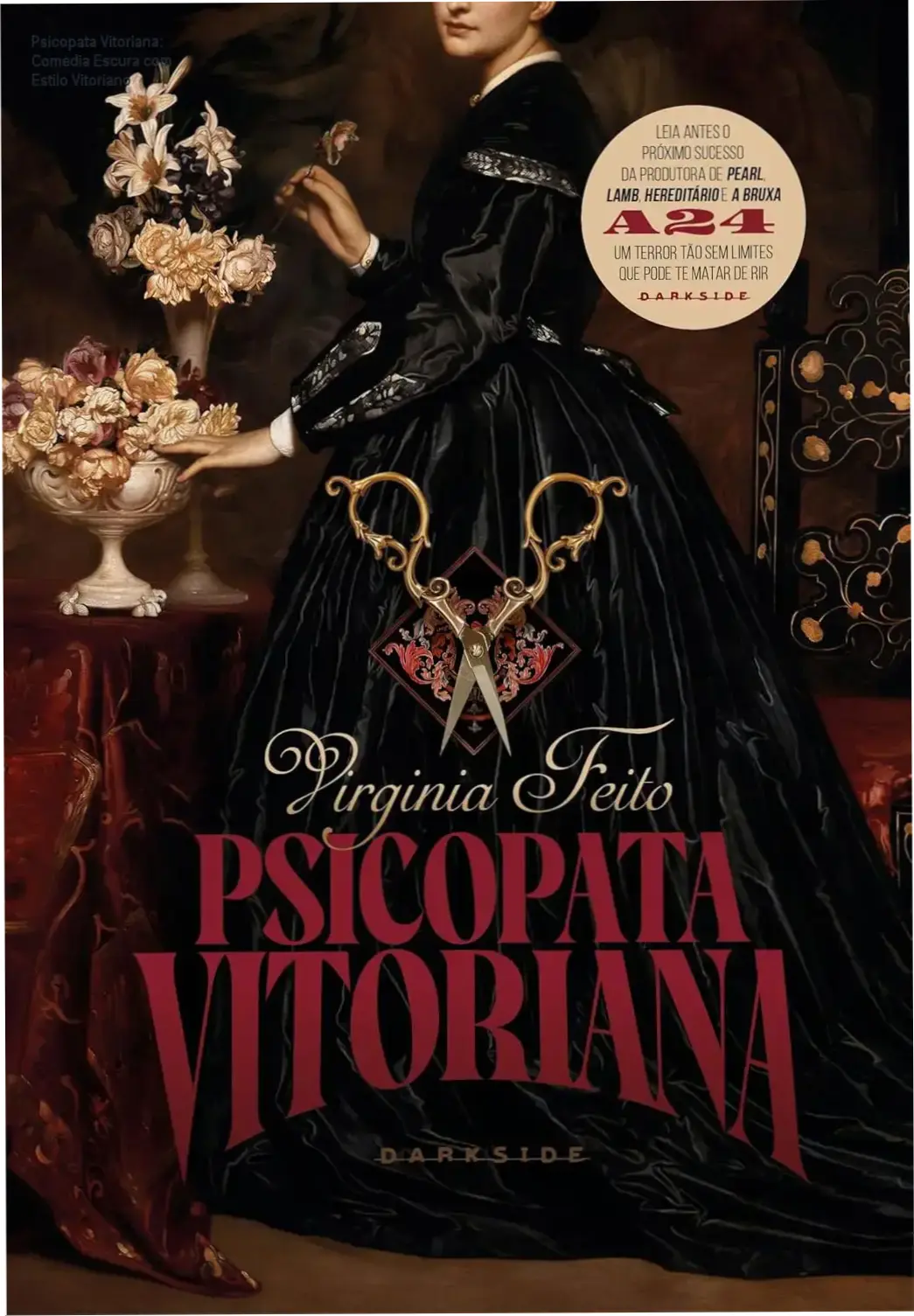 Capa estilizada do livro Psicopata Vitoriana destacando seu design gótico e a personagem Winifred