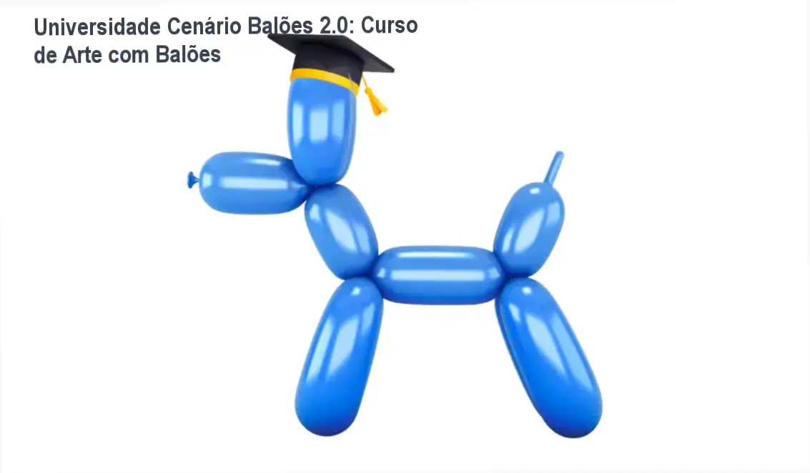 Imagem de um cenário profissional de balões destacando técnicas avançadas e gestão de negócio para decoradores de festas